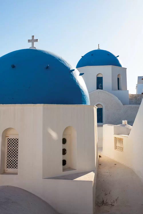 Blue Domed Churches in Santorini, Greece