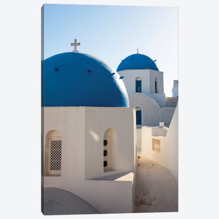 Blue Domed Churches in Santorini, Greece Canvas Print #TEO772} by Matteo Colombo Canvas Wall Art