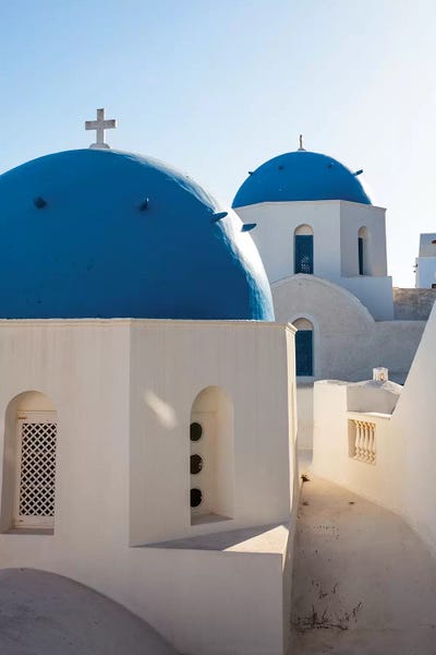 Greece: Blue Domed Churches in Santorini, Greece by Matteo Colombo