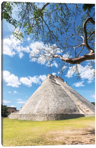 Pyramid of the magician, Uxmal, Mexico Canvas Art Print - Ancient Ruins Art