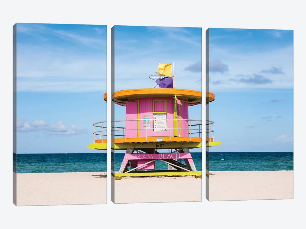 Lifeguard Cabin, South Beach, Miami II by Matteo Colombo 3-piece Canvas Print