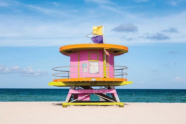 Miami Beach: Lifeguard Cabin, South Beach, Miami II by Matteo Colombo