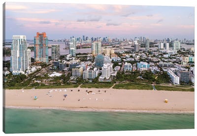 South Beach Aerial, Miami Canvas Art Print - Miami Skylines
