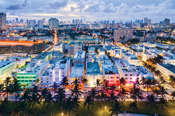 Miami: Ocean Drive And Skyline, Miami by Matteo Colombo