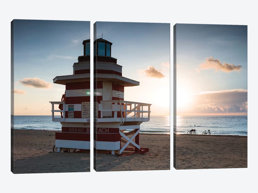 Sun Rising Over Miami by Matteo Colombo 3-piece Canvas Print