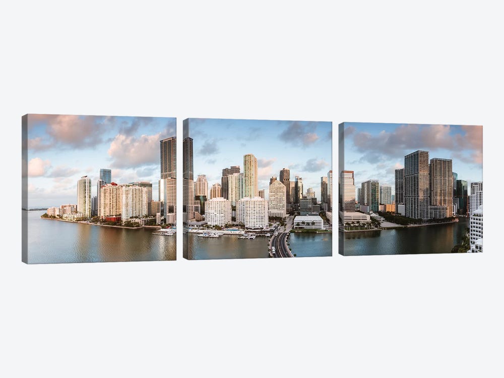 Miami Downtown At Sunrise by Matteo Colombo 3-piece Canvas Art Print