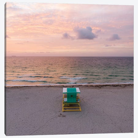 Lifeguard Cabin And Ocean, Miami Canvas Print #TEO818} by Matteo Colombo Canvas Art Print