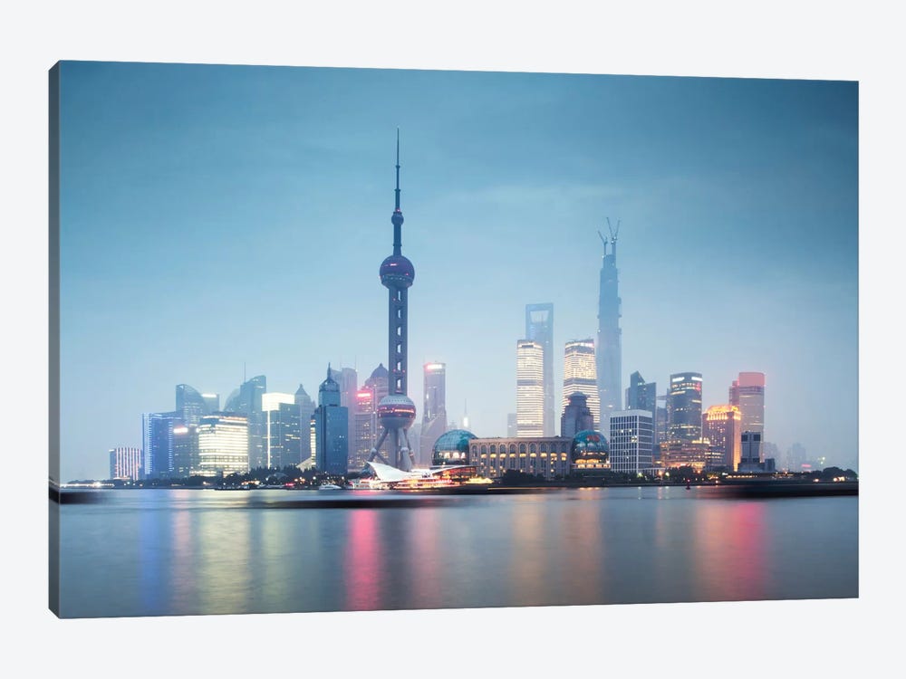 Skyline At Dusk, Lujiazui, Pudong, Shanghai, People's Republic Of China by Matteo Colombo 1-piece Canvas Art Print