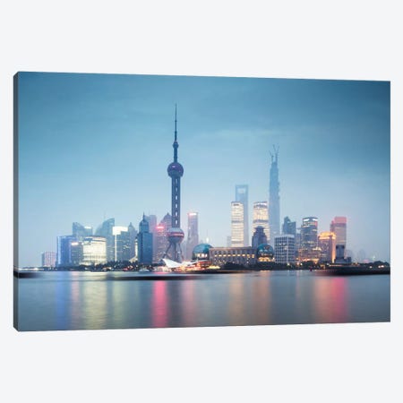 Skyline At Dusk, Lujiazui, Pudong, Shanghai, People's Republic Of China Canvas Print #TEO81} by Matteo Colombo Canvas Wall Art