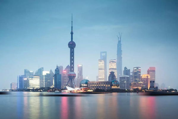 China: Skyline At Dusk, Lujiazui, Pudong, Shanghai, People's Republic Of China by Matteo Colombo