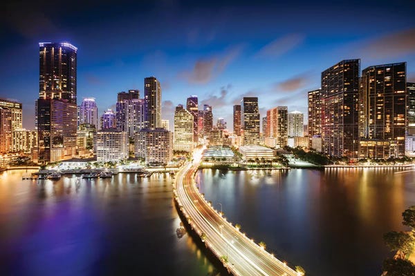 Florida: Miami Skyline At Night I by Matteo Colombo