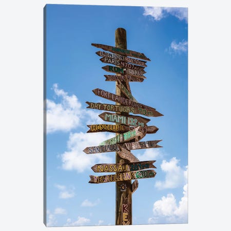 Sign Post, Key West Canvas Print #TEO822} by Matteo Colombo Canvas Artwork