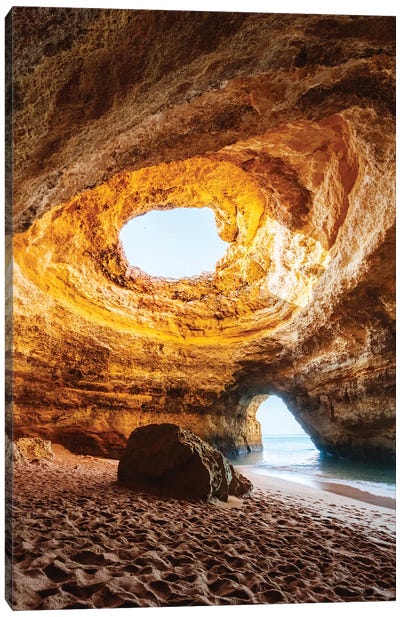 Into The Cave Canvas Art Print - Portugal Art