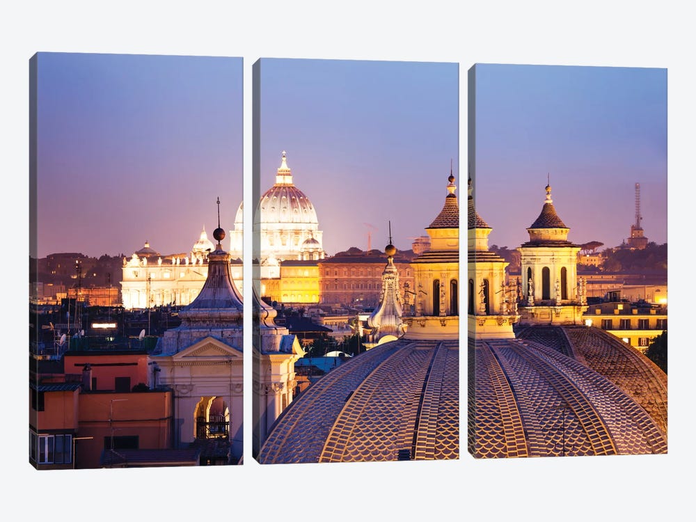 St. Peter's Basilica Dome As Seen From Campo Marzio, Rome, Lazio, Italy by Matteo Colombo 3-piece Canvas Art Print