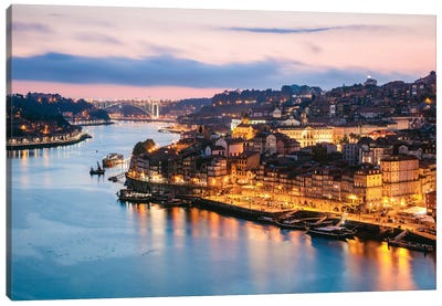 Porto At Dusk Canvas Art Print - Urban River, Lake & Waterfront Art