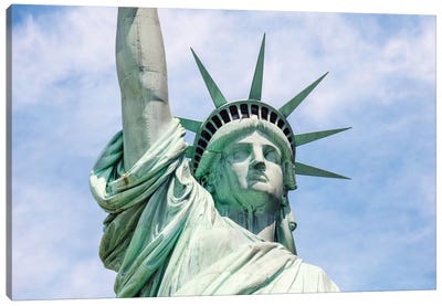 Statue Of Liberty In Zoom, New York City, New York, USA Canvas Art Print - Sculpture & Statue Art