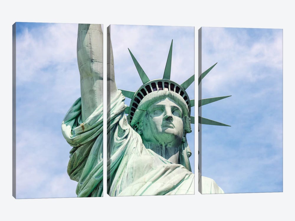 Statue Of Liberty In Zoom, New York City, New York, USA 3-piece Canvas Art