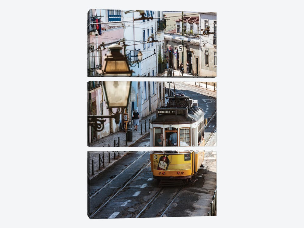 Tram In Lisbon Ii by Matteo Colombo 3-piece Canvas Wall Art