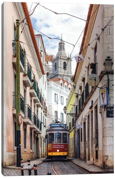 Tram In Lisbon Iii Canvas Art Print - Portugal Art