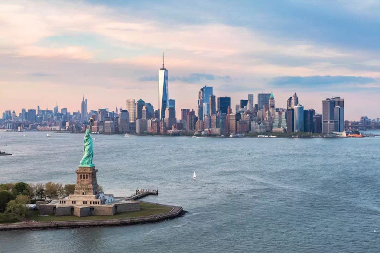 Statue Of Liberty, New York Harbor, Manhattan Skyline, New York City, New York, USA