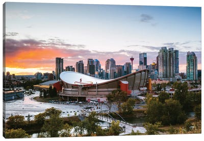 Sunset In Calgary Ii Canvas Art Print - Stadium Art