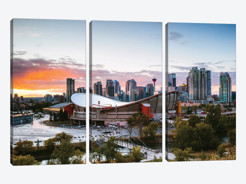 Sunset In Calgary Ii by Matteo Colombo 3-piece Canvas Art Print