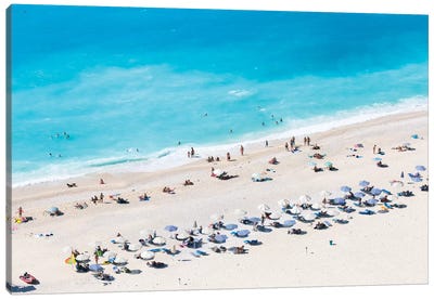 Aerial View Of Myrtos Beach VI, Cephalonia, Ionian Islands, Greece Canvas Art Print - Beach Art