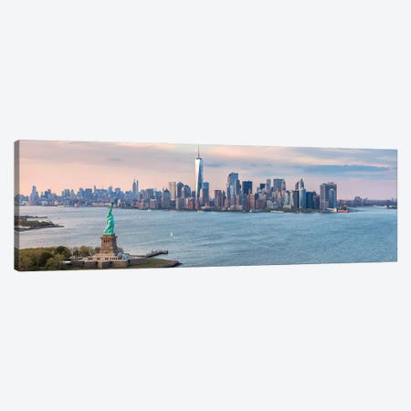 Lady Liberty And Manhattan Canvas Print #TEO905} by Matteo Colombo Canvas Artwork
