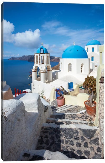 Summer In Santorini II Canvas Art Print - Famous Places of Worship