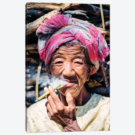 Burmese Woman Smoking A Cigar Canvas Print #TEO952} by Matteo Colombo Canvas Art
