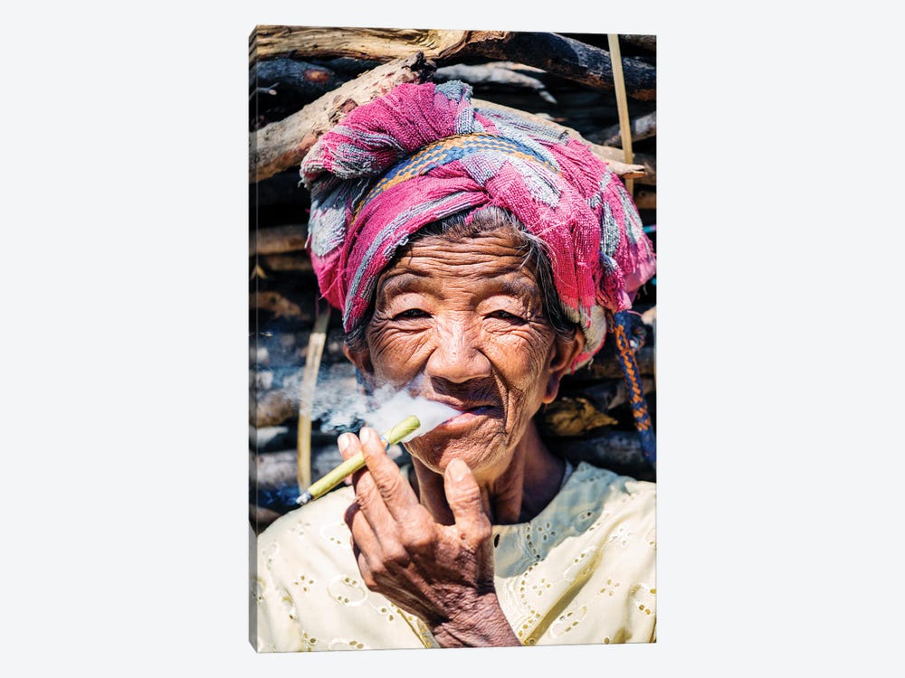 Burmese Woman Smoking A Cigar by Matteo Colombo 1-piece Art Print