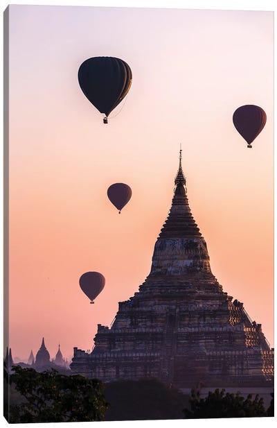 Sunrise Over The Temple, Myanmar Canvas Art Print - Burma (Myanmar)