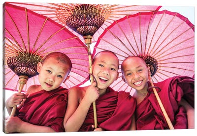 Three Little Monks I Canvas Art Print - Burma (Myanmar)