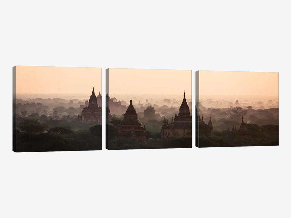 Bagan Valley Panoramic by Matteo Colombo 3-piece Canvas Wall Art