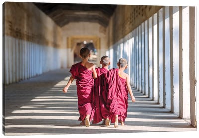 Three Little Monks II Canvas Art Print - Burma (Myanmar)