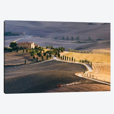 Sunset Over Terrapille Farm, Val d'Orcia, Tuscany, Italy Canvas Print #TEO95} by Matteo Colombo Canvas Wall Art