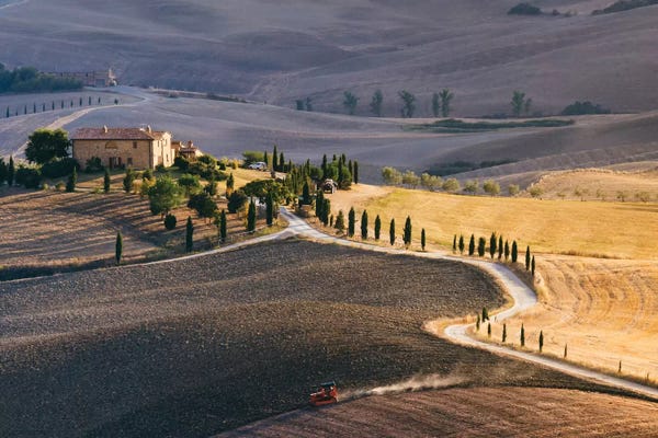 Tuscany: Sunset Over Terrapille Farm, Val d'Orcia, Tuscany, Italy by Matteo Colombo