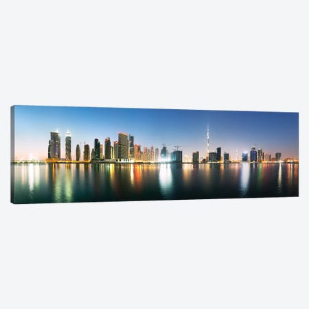 Dubai Skyline Panoramic Canvas Print #TEO962} by Matteo Colombo Canvas Art Print