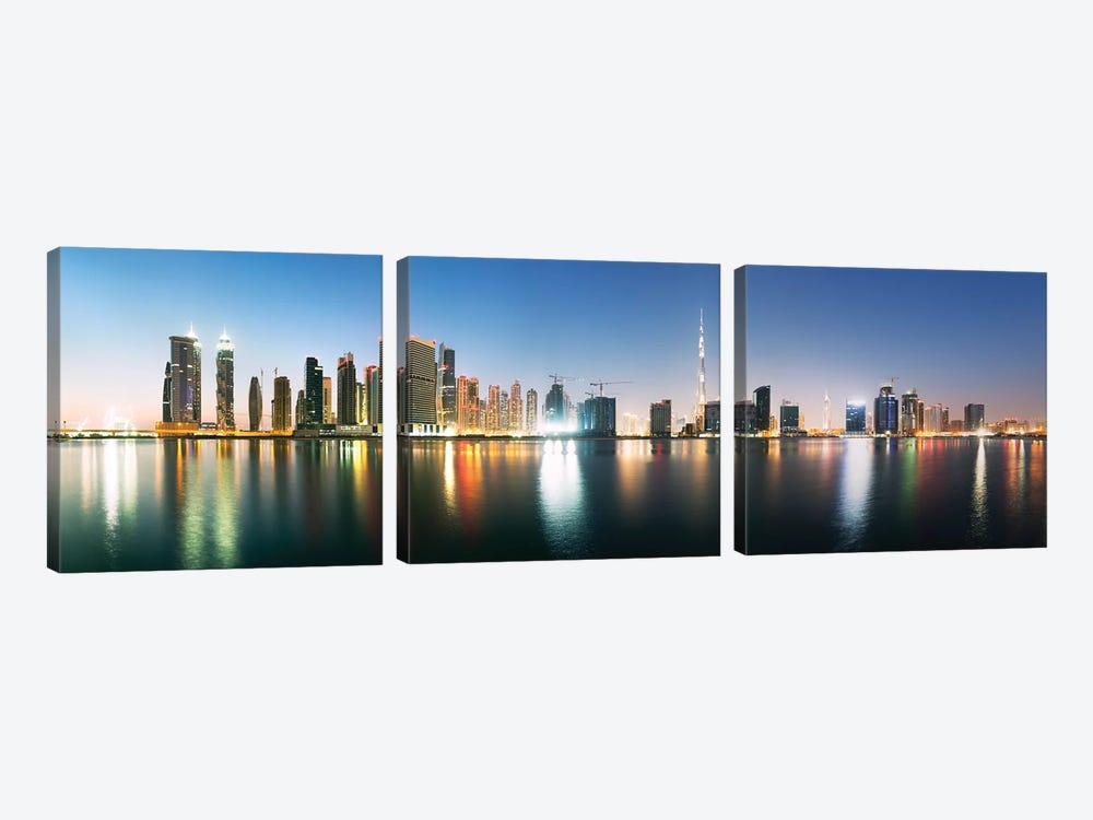 Dubai Skyline Panoramic by Matteo Colombo 3-piece Canvas Wall Art