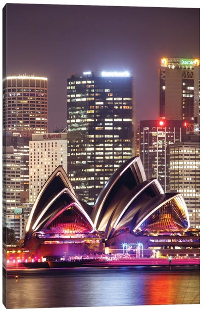 Sydney Opera House At Night, Sydney, New South Wales, Australia Canvas Art Print - Metropolis