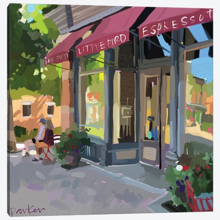 Little Bird Cafe (Old Town Square) Canvas Print #TEP107} by Teddi Parker Art Print
