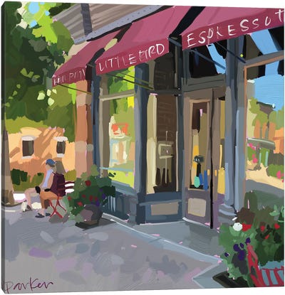 Little Bird Cafe (Old Town Square) Canvas Art Print - Teddi Parker 