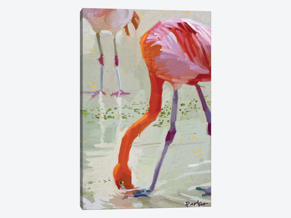 Hungry Flamingo by Teddi Parker 1-piece Canvas Print