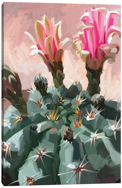 Pink Cactus Canvas Art Print - Plant Mom