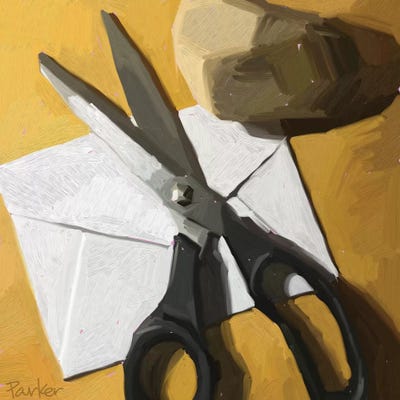 Rock, Paper, Scissors by Teddi Parker canvas print