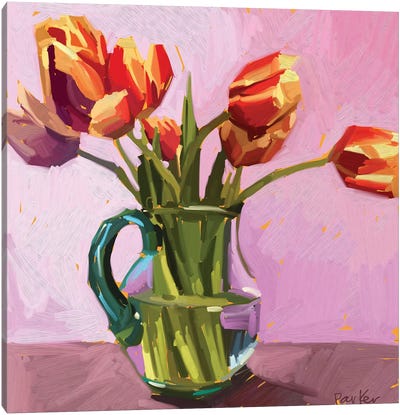 Warm Tulips Canvas Art Print - Tulip Art