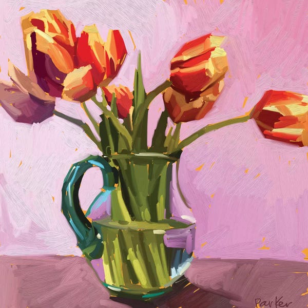 Contemporary Fine Art: Warm Tulips by Teddi Parker
