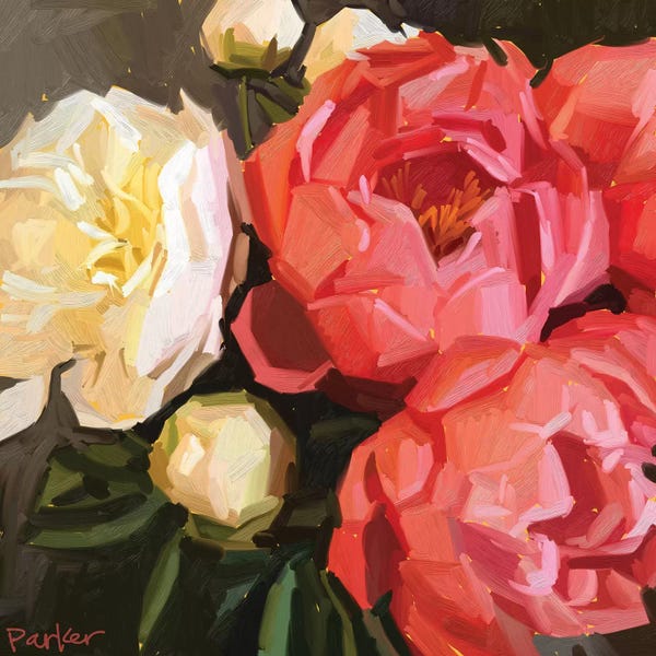 Peonies: Coral Peonies by Teddi Parker