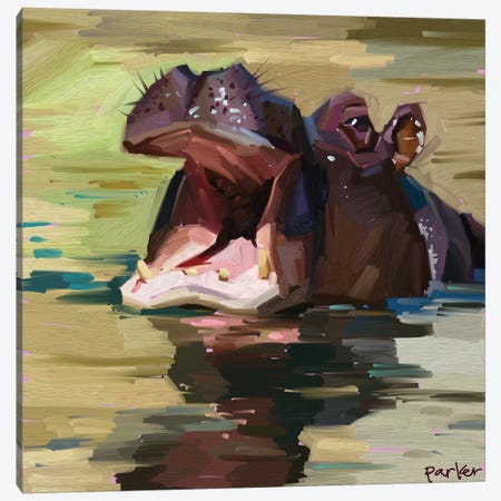 Purple Hippo Canvas Print #TEP58} by Teddi Parker Canvas Art