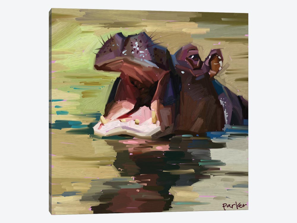 Purple Hippo by Teddi Parker 1-piece Canvas Art